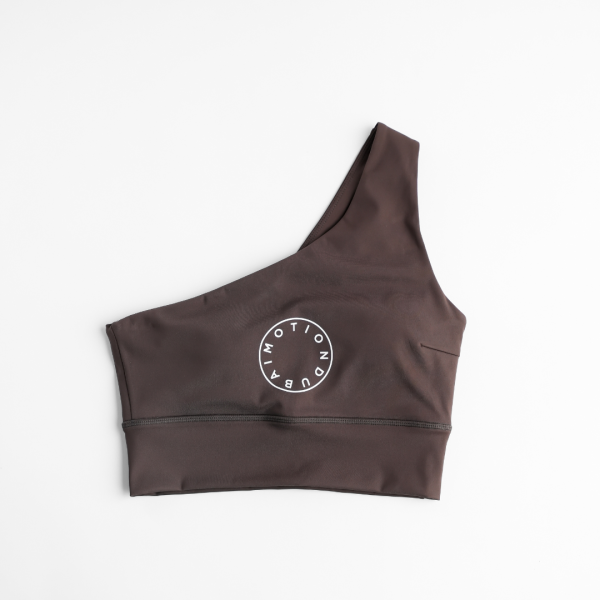 Brown sport bra asymmetrical